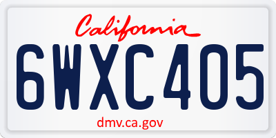 CA license plate 6WXC405