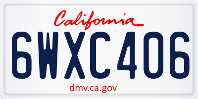 CA license plate 6WXC406
