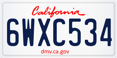 CA license plate 6WXC534