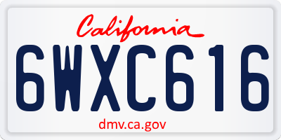 CA license plate 6WXC616