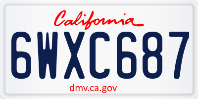 CA license plate 6WXC687