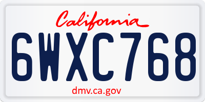 CA license plate 6WXC768