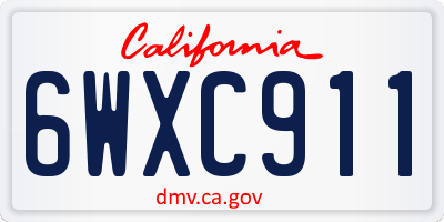 CA license plate 6WXC911