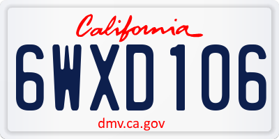 CA license plate 6WXD106