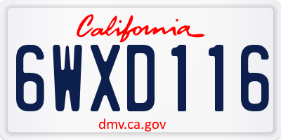 CA license plate 6WXD116