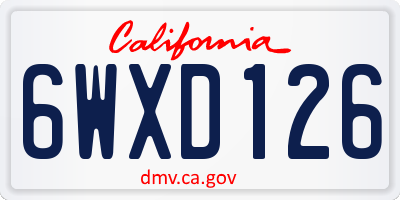 CA license plate 6WXD126