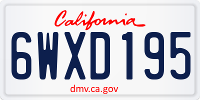 CA license plate 6WXD195