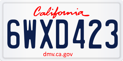 CA license plate 6WXD423
