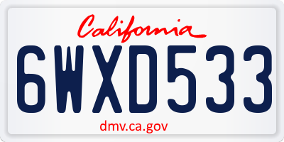 CA license plate 6WXD533