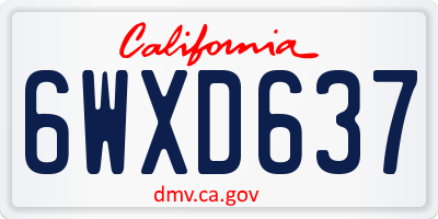 CA license plate 6WXD637