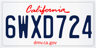 CA license plate 6WXD724
