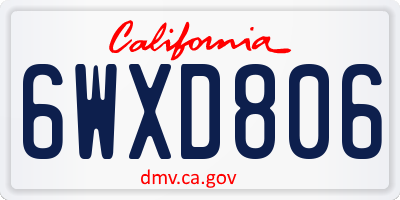 CA license plate 6WXD806