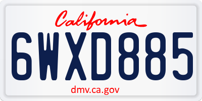 CA license plate 6WXD885