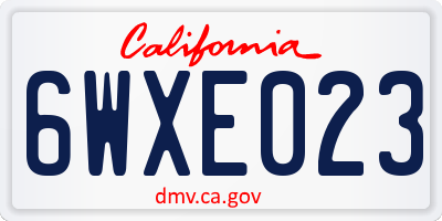 CA license plate 6WXE023