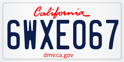 CA license plate 6WXE067