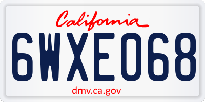 CA license plate 6WXE068