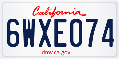 CA license plate 6WXE074