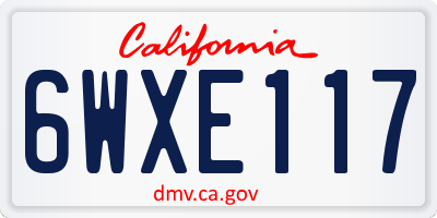 CA license plate 6WXE117