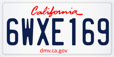 CA license plate 6WXE169