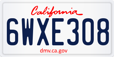 CA license plate 6WXE308