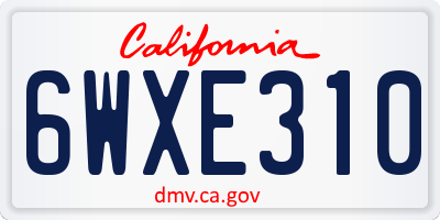 CA license plate 6WXE310