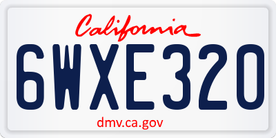 CA license plate 6WXE320