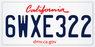 CA license plate 6WXE322
