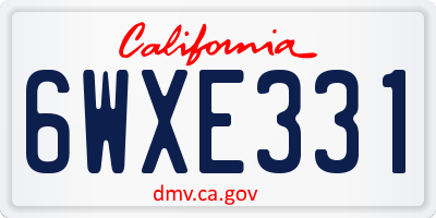 CA license plate 6WXE331