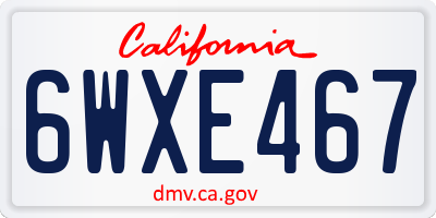 CA license plate 6WXE467