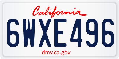 CA license plate 6WXE496