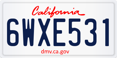 CA license plate 6WXE531
