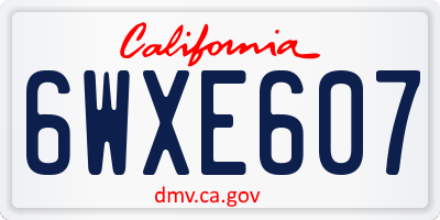 CA license plate 6WXE607