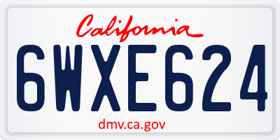 CA license plate 6WXE624