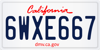 CA license plate 6WXE667