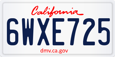 CA license plate 6WXE725