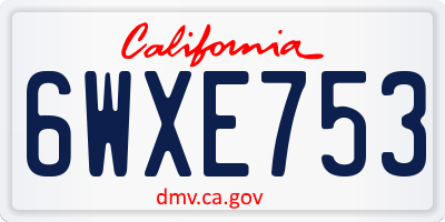 CA license plate 6WXE753