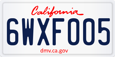 CA license plate 6WXF005