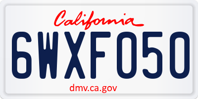 CA license plate 6WXF050