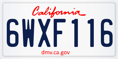 CA license plate 6WXF116