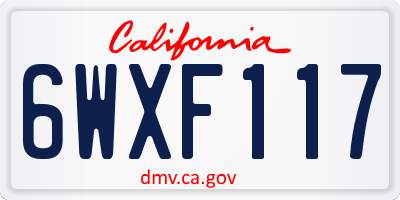 CA license plate 6WXF117
