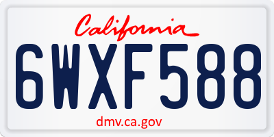 CA license plate 6WXF588