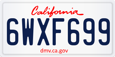 CA license plate 6WXF699