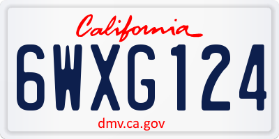 CA license plate 6WXG124