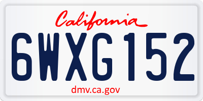 CA license plate 6WXG152