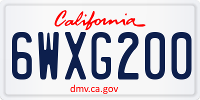 CA license plate 6WXG200