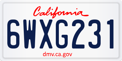 CA license plate 6WXG231