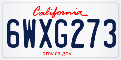 CA license plate 6WXG273