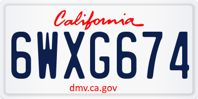 CA license plate 6WXG674