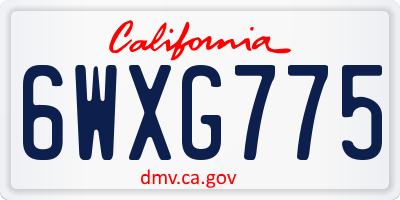 CA license plate 6WXG775