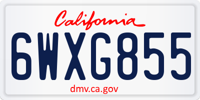 CA license plate 6WXG855